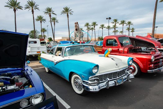 Vintage Ford cars at a car show