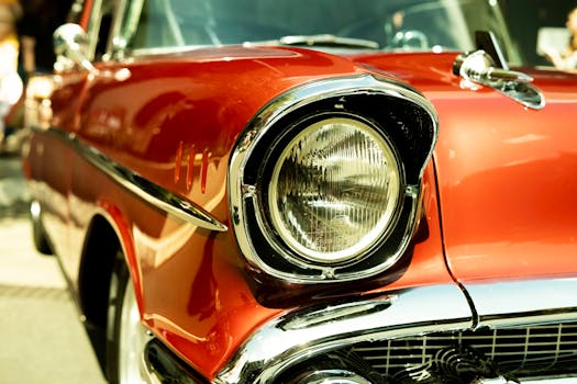 classic Ford cars lined up in a vintage show